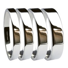 9ct Solid White Gold Flat Profile Wedding Bands Medium 3mm 4mm 5mm 6mm 8mm UK HM