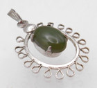 Jade Stone Pendant 925 Sterling Silver 1 x 5/8" with bale 1g Green Charm — photo 5