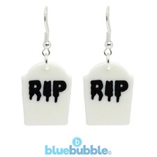Bluebubble FRIGHT NIGHT Headstone Earrings Halloween Fancy Dress Goth Evil Death
