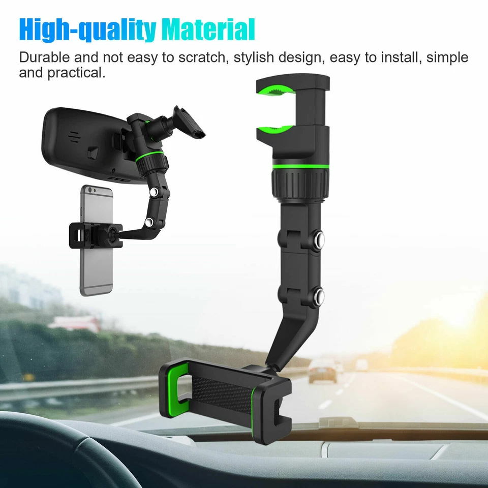 New Adjustable 360 Rotation Phone Holder Car Rearview Mirror Multifunction Mount - Image 2 of 4