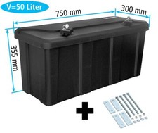 Deichselbox Blackit L, Werkzeugkasten, Staubox, Daken B50-2+Daken MON301