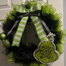 Christmas The Grinch Noise Indoor Outdoor Front Door 16 Inch Wreath Handmade