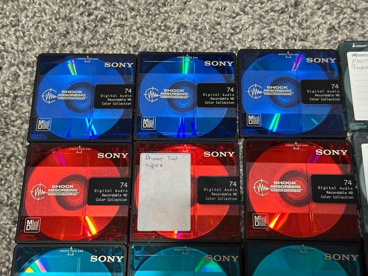 Lot of (22) Previously Recorded MiniDiscs Sony Memorex 74 w/ Some Cases