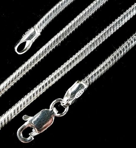 2.5MM Solid 925 Sterling Silver Italian ROUND SNAKE Chain Necklace Made In Italy - Afbeelding 1 van 4