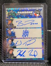 BELMONTE SIMONSEN TACKETT TROUP 2024 Leaf Metal PBA Hambone Quad Blue Auto #9/10