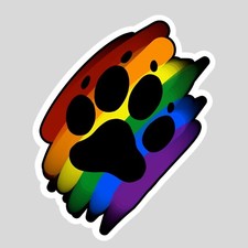 Gay Pride Bear Paw Sticker