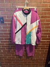 Vintage Teddi Sport 80s Jacket  Pants Track Suit Womens Purple Windbreaker L