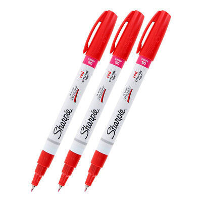 Sharpie Oil-Based Paint Marker, Extra Fine Point, Red Ink, 3-Count