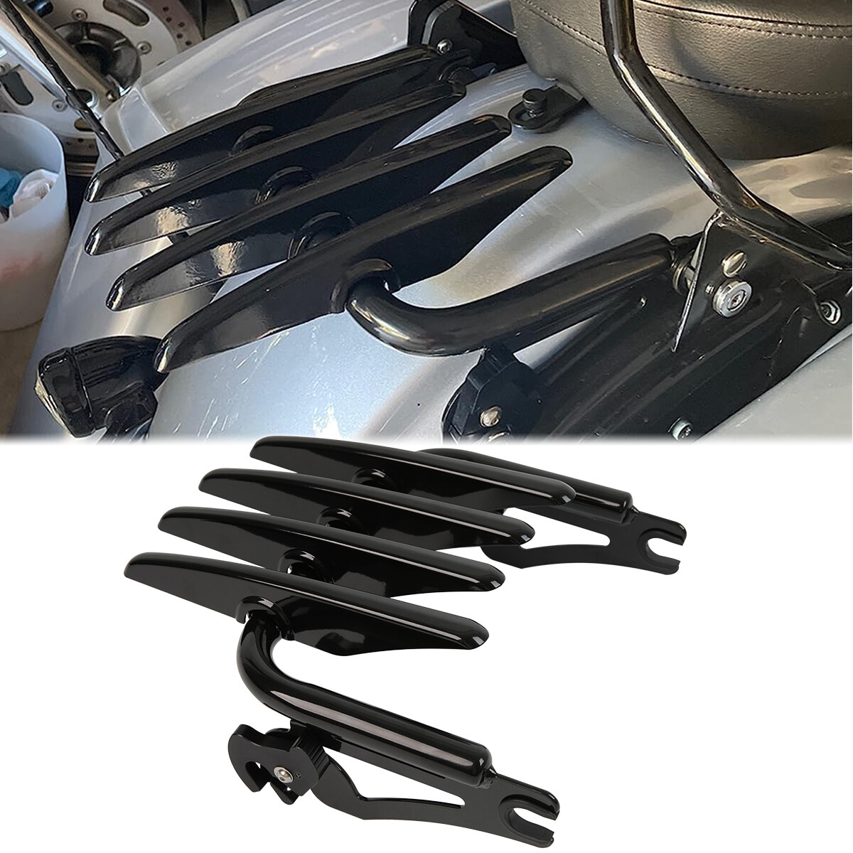 Quick Release Detachable Luggage Rack Gloss Black For Harley