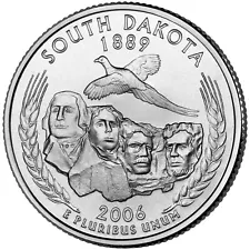 2006 D South Dakota State Quarter.  Uncirculated From US Mint roll.