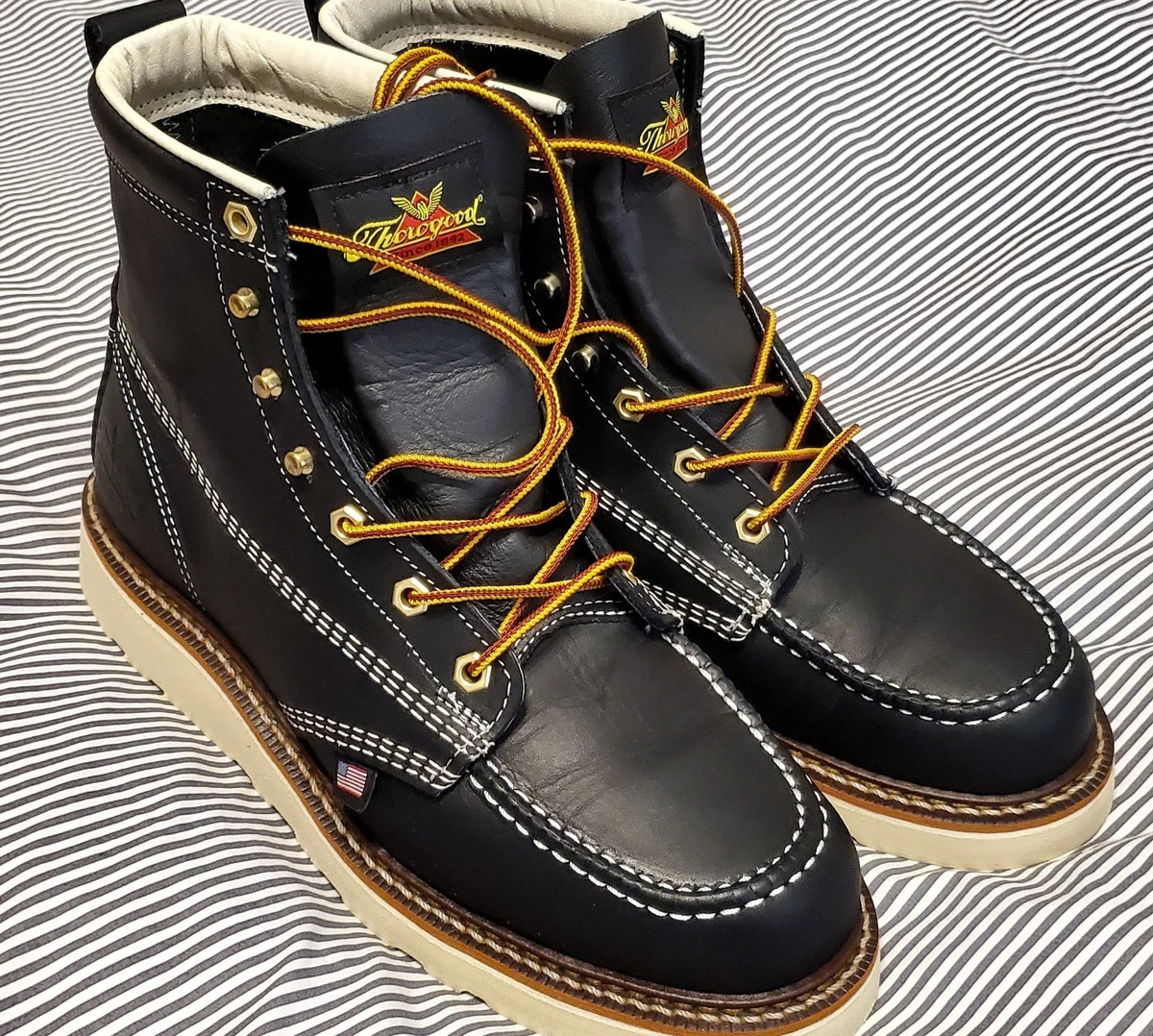 Thorogood American‎ Heritage Men 13 EE Black Boot New Moc Toe Wedge Sole Leather Black Thorogood American Heritage Boots for Men for sale | eBay main image 2