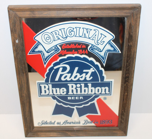 Vintage Original Pabst Blue Ribbon Beer Mirror Selected as America's Best 1893