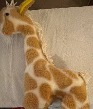 Eden Toys vintage Giraffe Plush Stuffed Animal Brown Beige Yellow Ears Yarn