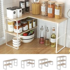 Golener Countertop Organizer Corner Shelf, 2 Tier Adjustable Stackable Corner...