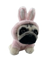 GUND Doug The Pug Fuzzy Pink Bunny Hoodie Dog Plush Stuffed Animal Mini Plush