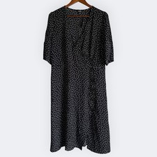 Express Black & White Wrap Dress Button Down Mini Lightweight Flowy Size L NWT