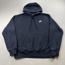 Nike Hoodie Sweatshirt Mens Medium Black Club Fleece Swoosh Athletic Sportswear