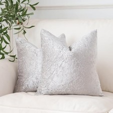 Velvet Throw Pillow Covers Pack of 2 18x18 18" x 18" Pack of 2 Silver Grey
