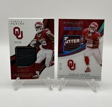 Samaje Perine Player Worn Gloves & Cleats Immaculate 2 Card Lot 