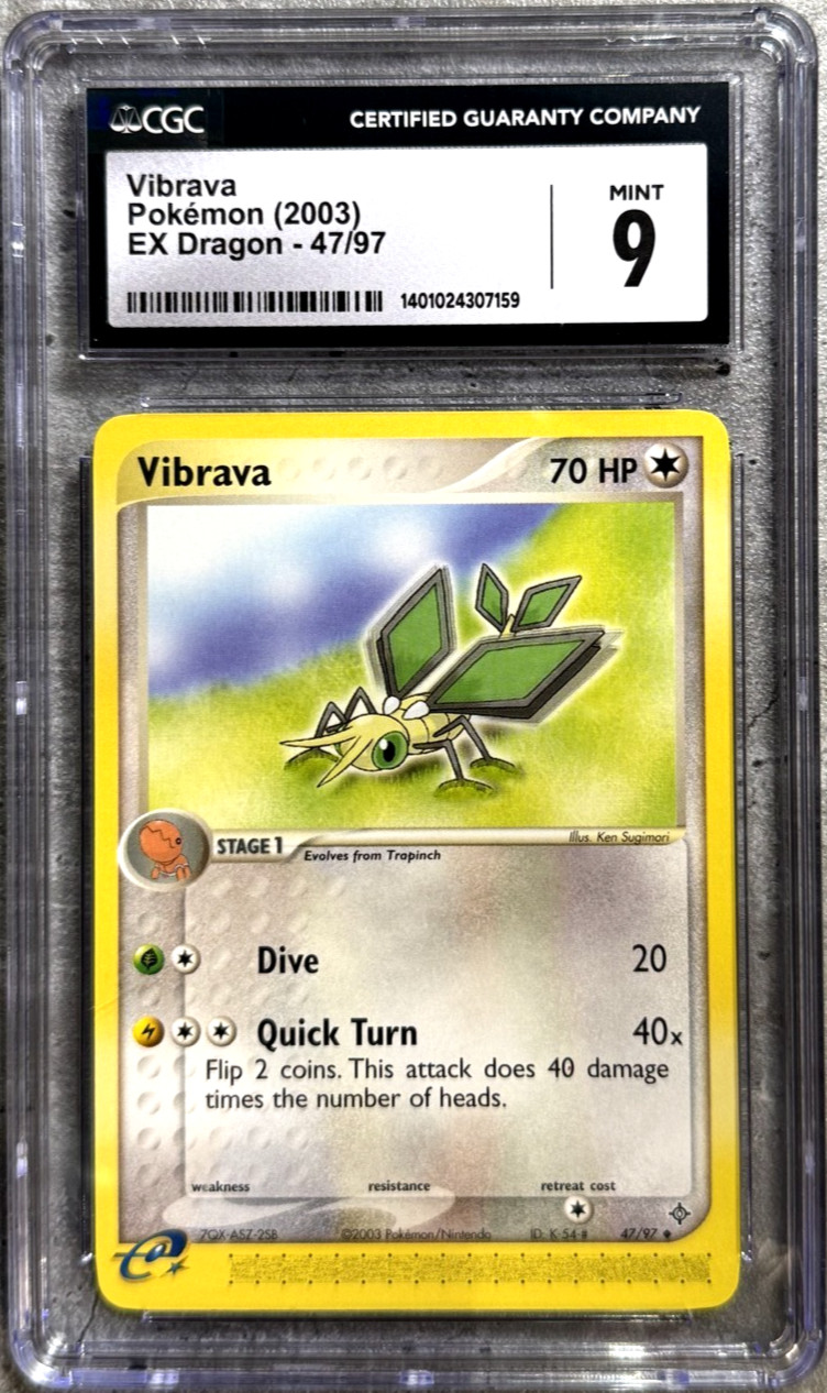 Pokemon Card Vibrava CGC 9 Mint, e-Reader EX Dragon 47/97, 2003 (1)