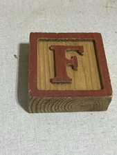 Vtg.Distressed Wooden Large 3.5  Alphabet Letter Block-Personalized  F  Red