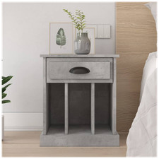 Nachtschrank Betongrau 43x36x50cm Eng Holz schmale Schublade & 3 Fächer