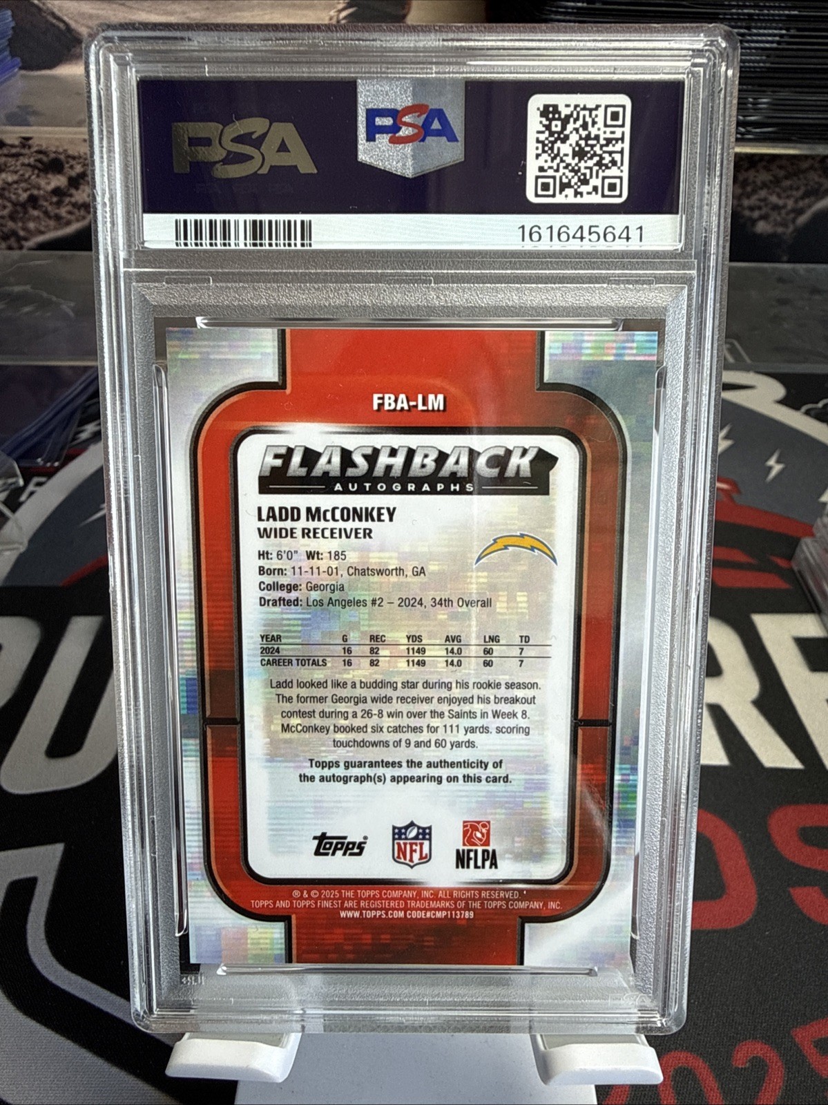 2025 Topps Finest Ladd Mcconkey Flashback Autographs PSA 9 view 2