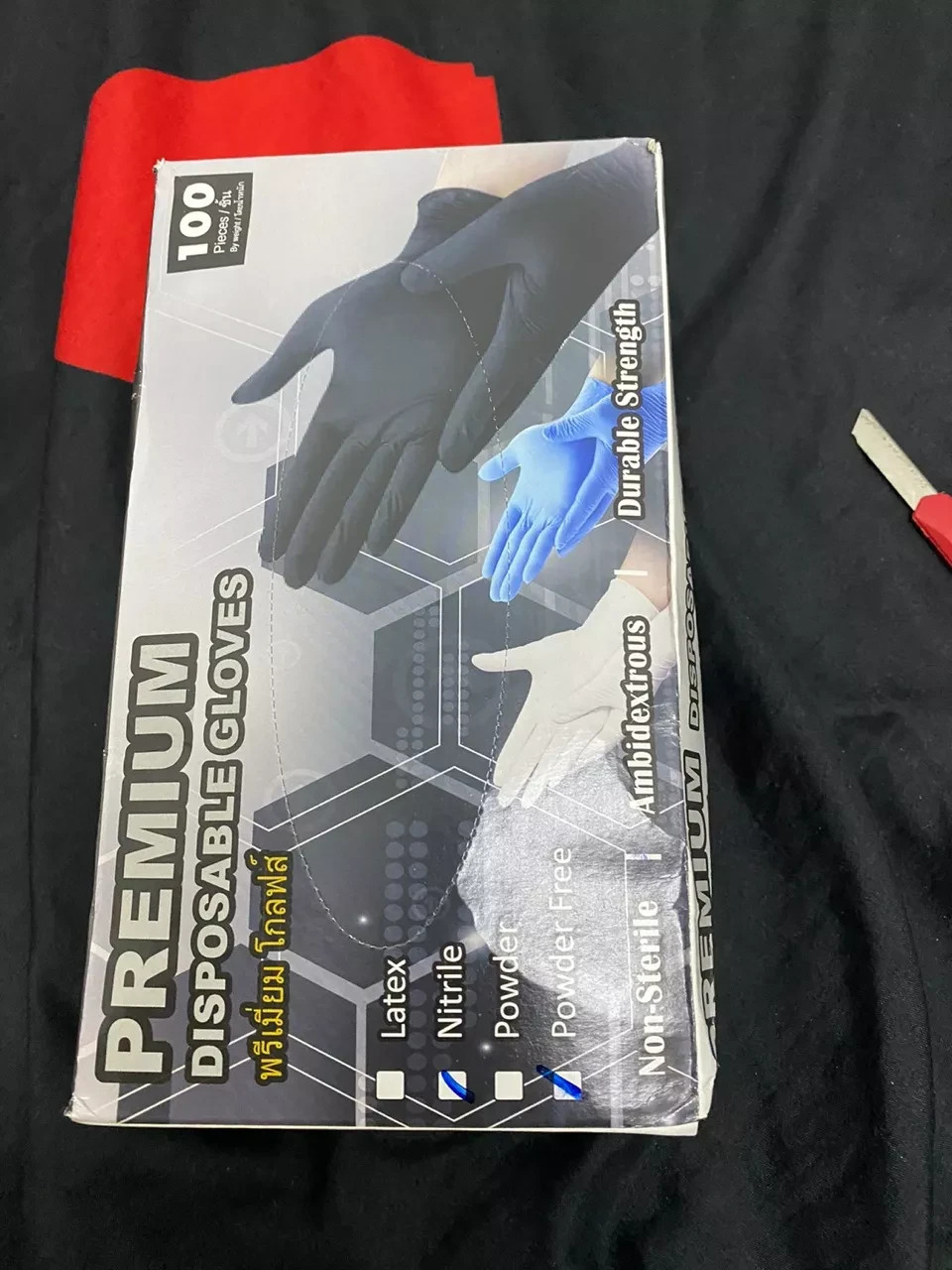 (200PCS) New Quality Nitrile Glove Powder Free / Black Thick / Size L