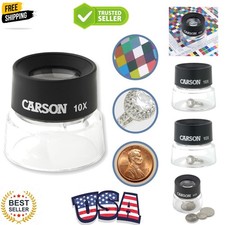 LumiLoupe 10X Power Black/Clear Stand Magnifier, Ambient Light, 1.0 inch Lens...