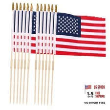 12x18 Inch American Flags for Outside on Stick, Vivid Color US Flags 12 Pack