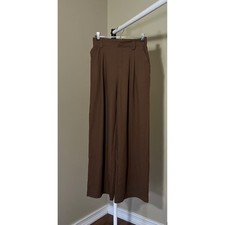 Halara Brown Waffle Knit Wide Leg Pleated Trousers XS Work Fall Colors