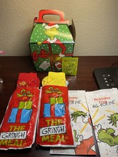 Mcdonald s Grinch Meal 2 New Opened Socks Bags 2 New Salt Shaker Bags 2025
