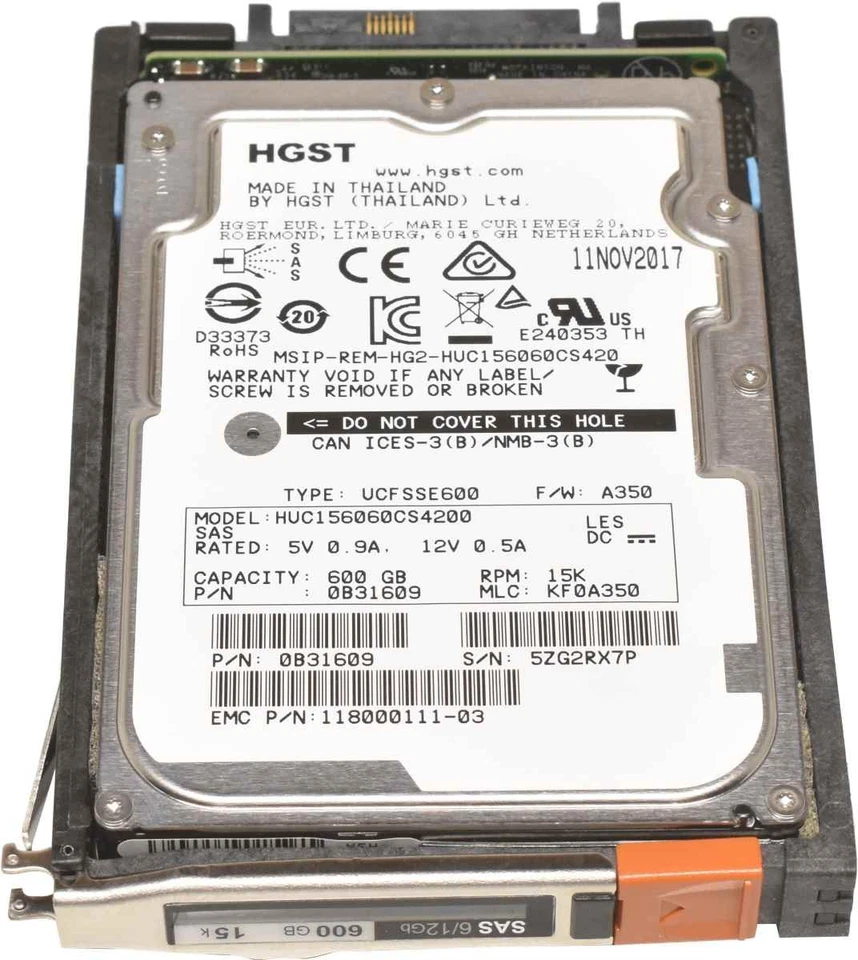 EMC HGST 600GB 2.5" 15K 12Gbps SAS HDD Festplatte HUC156060CS4200 Server Storage - Bild 3 von 4