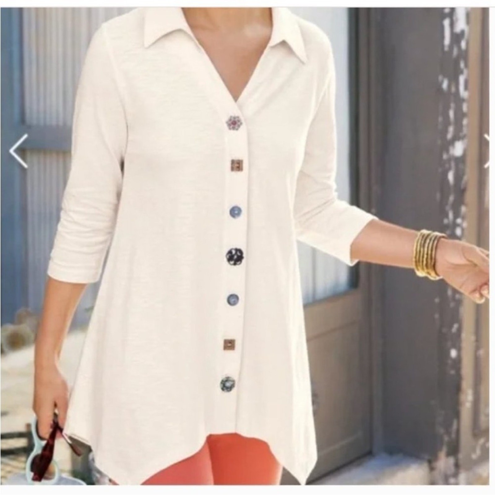 Soft Surroundings Danielle Button Down asymmetric… - image 1