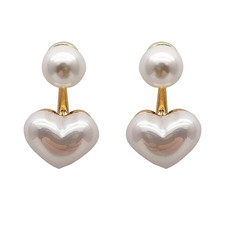 Imitation Pearl Earrings for Women Heart round Stud Earrings Elegant Love Ear St