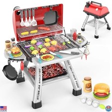 2-Layer BBQ Grill Playset Outdoor Toys for Toddlers 3-6 Pretend Play Gift