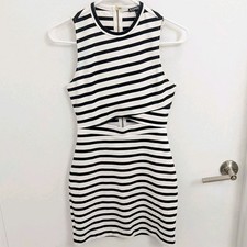 Black And White Cutout Striped Mini Sheath Dress Express Size 0