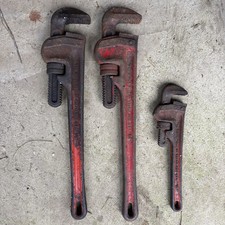 Vintage Ridgid Pipe Wrenches Lot Of 3 Pieces 10” & 18” Heavy Duty USA MADE