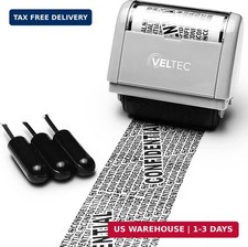Identity Theft Protection Roller Stamp with Refill Ink - 3 Ink Refills Gray