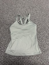 Green Tank Top Athletic Built In Bra Sage Cross Back Small