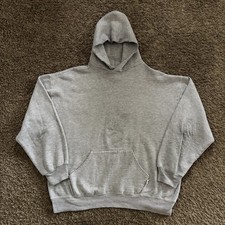 Vtg 90s Russell Athletic Blank Hoodie Sweatshirt Heather Gray Sz XL Boxy USA