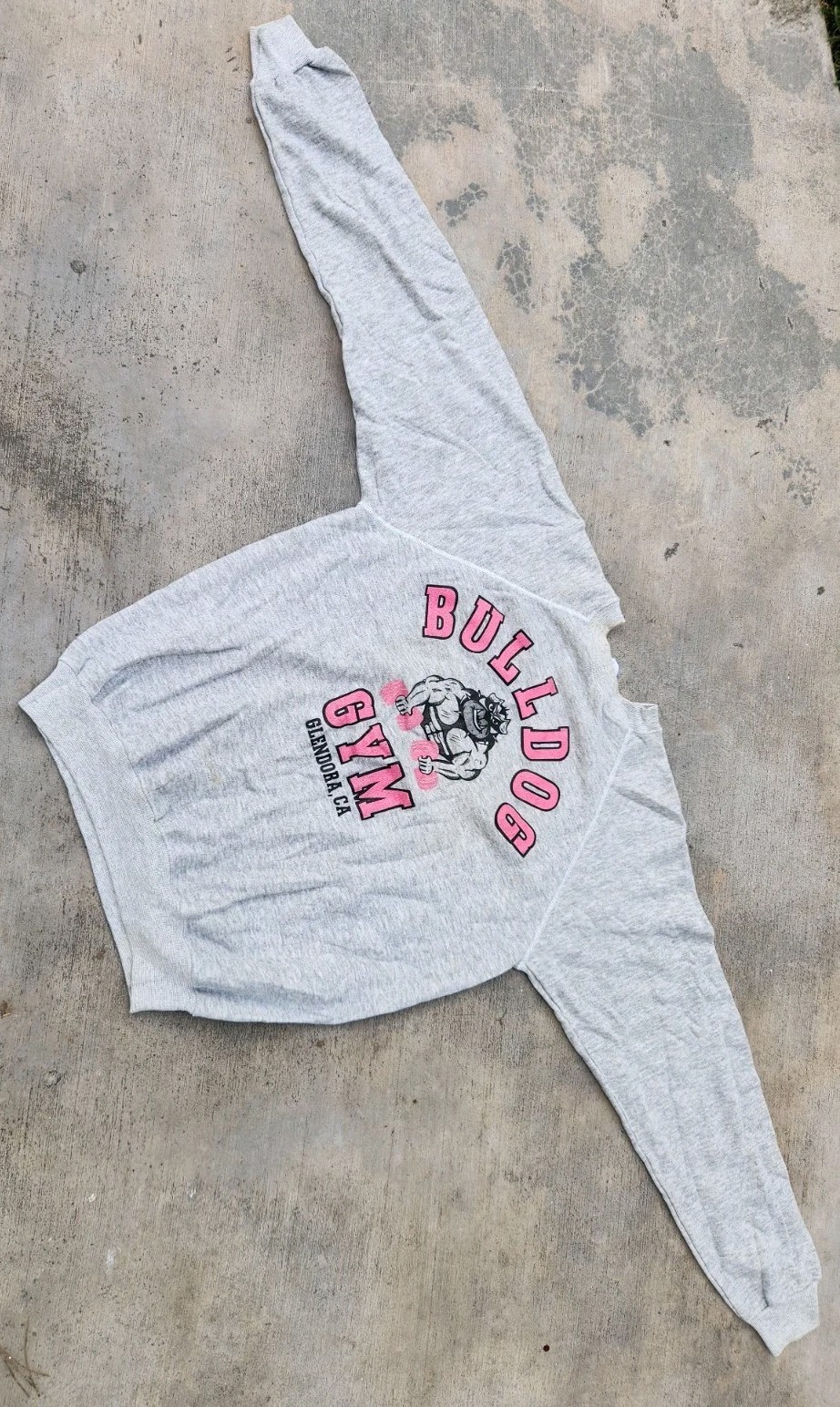 Bulldog Gym Glendora CA. Años 80 De Colección Sudadera de culturismo original rara XL