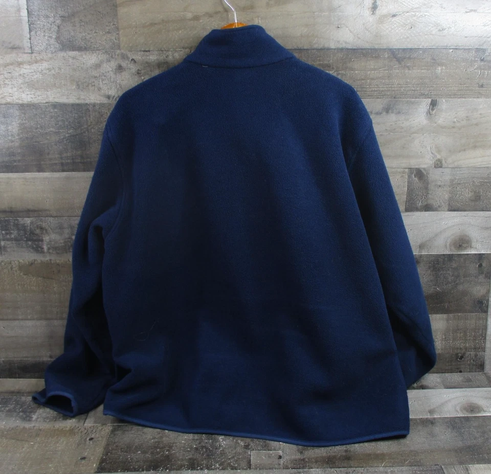 LL Bean Jacket Mens XL Tall Navy Blue Polartec Fleece Full Zip Stand Collar - Image 3 of 4