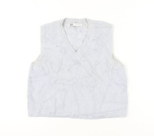 Zara Women’s Grey Knit V-Neck Sleeveless Jumper Vest Size S