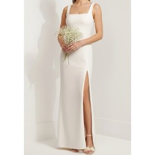$248 NWT BHLDN Blake Square Neck Stretch Crepe Gown, White, XS