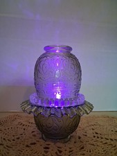 Vintage Fenton Art Glass Colonial Green Persian Medallion 3 Piece Fairy Lamp