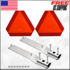 Slow Moving Vehicle Sign W/ Mounting Bracket Triangle 14"X16" Outdoor Sign 2Set