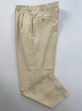 Kirkland Signature Italy Pleated/Cuffed Wool Dress Pants, Slacks. Beige, 40X32