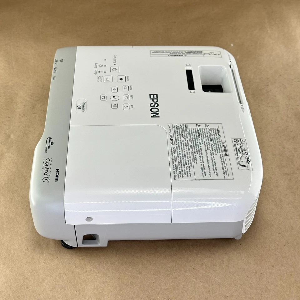 Epson PowerLite 107 LCD Projector – Remote, HDMI, Cord - New Lamp - Image 3 of 4