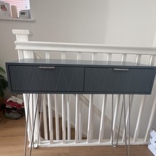 Grey Rectangular Wood Console Table 80cm with Hairpin Legs & 2 Drawers